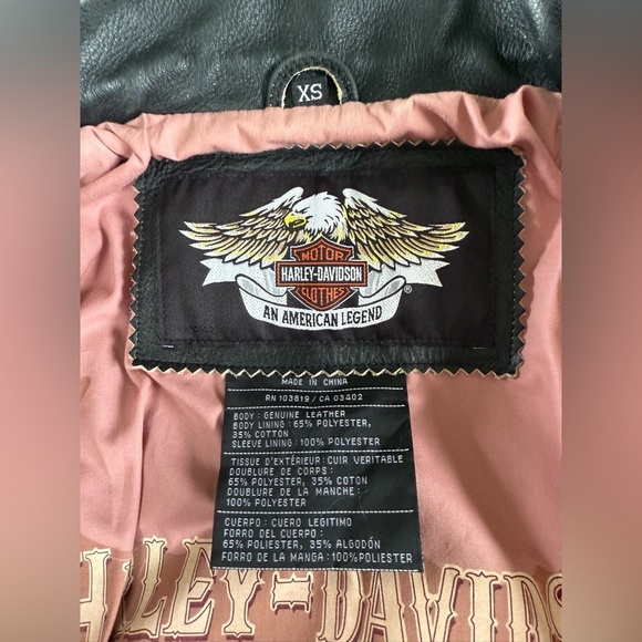 Harley-Davidson Genuine Leather Moto Jacket XS Studded Black - Picture 3 of 9